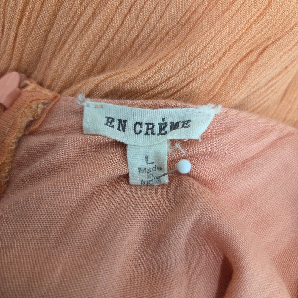 En Creme Orange Rayon Maxi Dress Large Embroidered Floral Halter Boho Summer - Picture 5 of 16